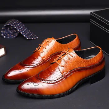 

Luxury Brand Designer Genuine Leather Shoes Formal Men Oxfords Shoes For Men Lace Up New Men Dress Shoes Italian ShoesSize 38-48