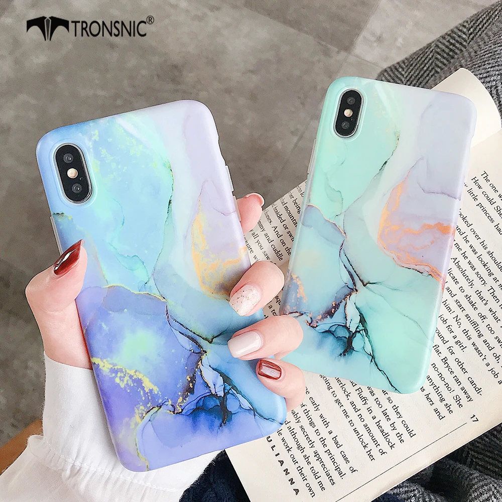 Чехол TRONSNIC для телефона с мрамором iPhone X XS MAX XR гранитный синий матовый мягкий