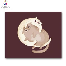 Раскраска картина цифры любителей животных живопись по номерам с комплектами в комнате, Два кота изображения цифры детская комната