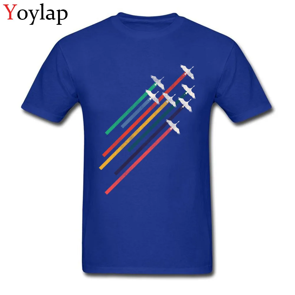 New Design Personalized Short Sleeve Tops Shirts Cranes Autumn Crewneck Cotton Fabric Boy T-shirts Personalized Tee Shirts blue