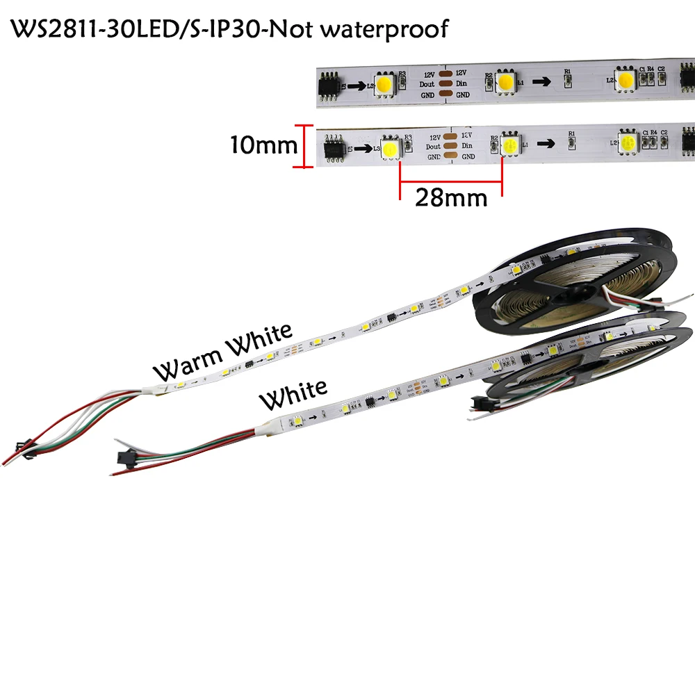 WS2811 Светодиодные ленты 5050 DC12V белый теплый белый синий зеленый красного цвета Светодиодные ленты 60 светодиодный/30 светодиодный/m пикселей