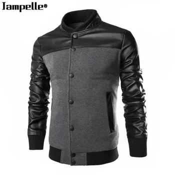 

Autumn Winter Warmth Men's Parkas Cotton Leather Parchwork Material Slim Fit Thick Male Jackets Top Quality Casual Men Outwears
