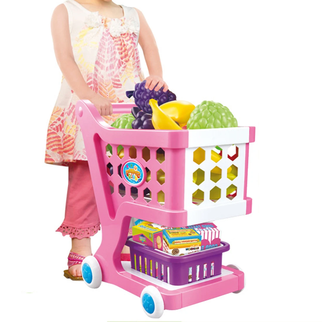 Simulation Mini Supermarket Shopping Cart Children Play House Trolleys
