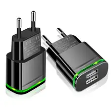 5V 2.1a/1a 2 Ports USB lampe LED verte Prise UE Chargeur Rapide Adaptateur de Câble Pour LG K10 2017 K4 K5 K7 K8 Q6 X puissance K220DS G4 G5(China)