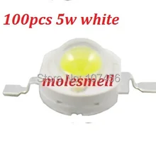 100 шт. 5 Вт Higer power светодиодный светильник белого цвета 240-280LM 5 Вт высокомощный Белый светодиодный шарик