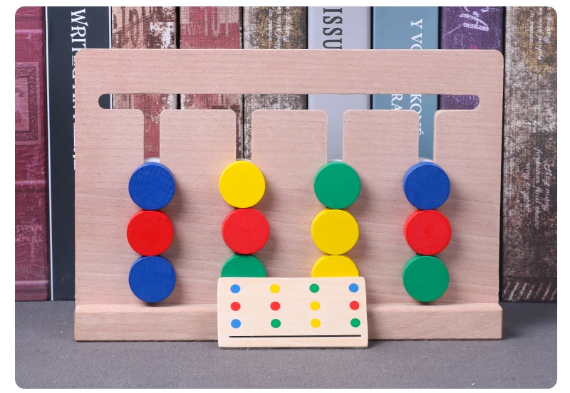 Монтессори Деревянные четыре цвета сочетающиеся игры логическое мышление обучение детей Ранние развивающие игрушки Детские обучающие игрушки для детей