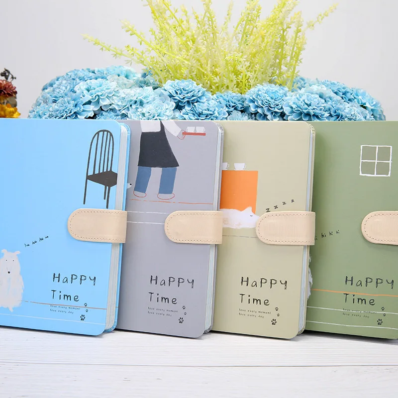 

Creative fresh color page hand-painted hardcover diary magnetic buckle notebook