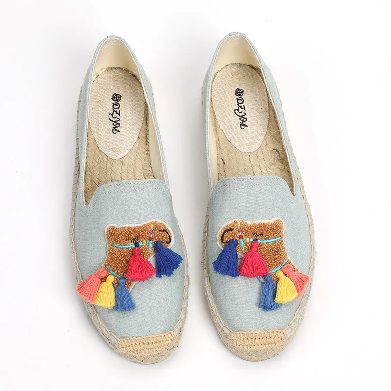 

DZYM Fringed Canvas Espadrilles Straw Hemp Women Fisherman Shoes Chuzzles Flats Kawaii Design Loafers Hand-made Sewing Sneakers