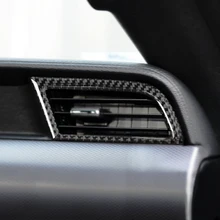 2 pcs Lateral De Fibra de Carbono Ar Condicionado Saída de Ventilação De Ar Do Carro Adesivo Da Tampa Da Guarnição Para Ford Mustang 2015 2016 2017