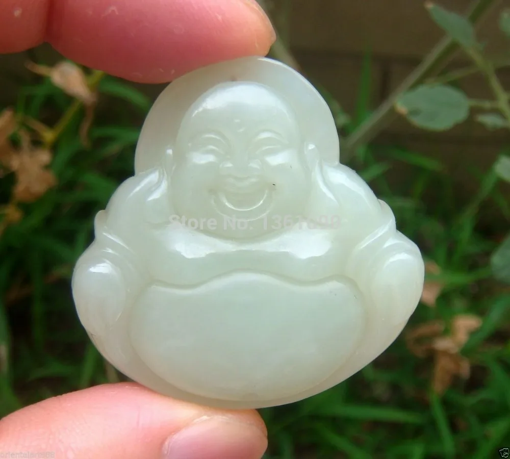 

00325 Natural Grade A Sinkiang Nephrite Hand-carved Buddha Pendant/ Necklce