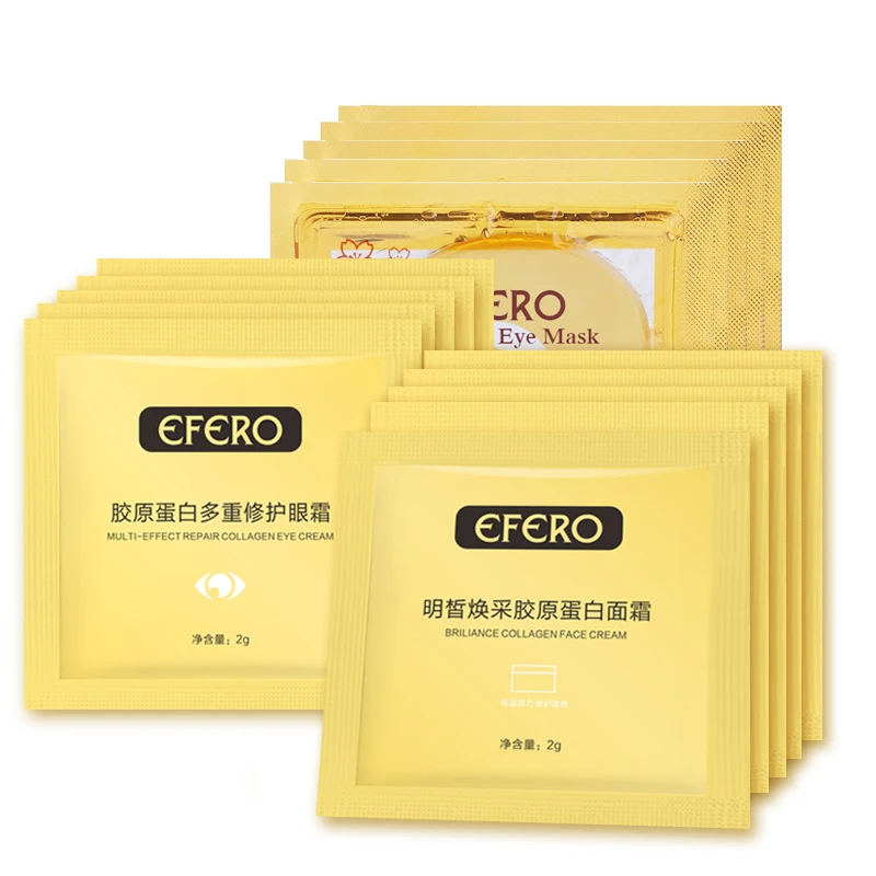 

efero 5pack Anti Wrinkle Collagen Eye Mask Dark Circle Remover+5packs Moisturize Essence Eye Cream+5packs Anti-agin Face Cream