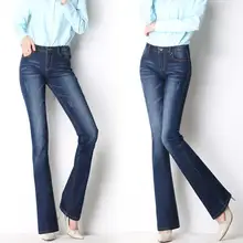 Осень зима новые джинсы женские дял похудания Плюс Размер 6XL женские брюки клёш Дикие повседневные джинсовые брюки p1393