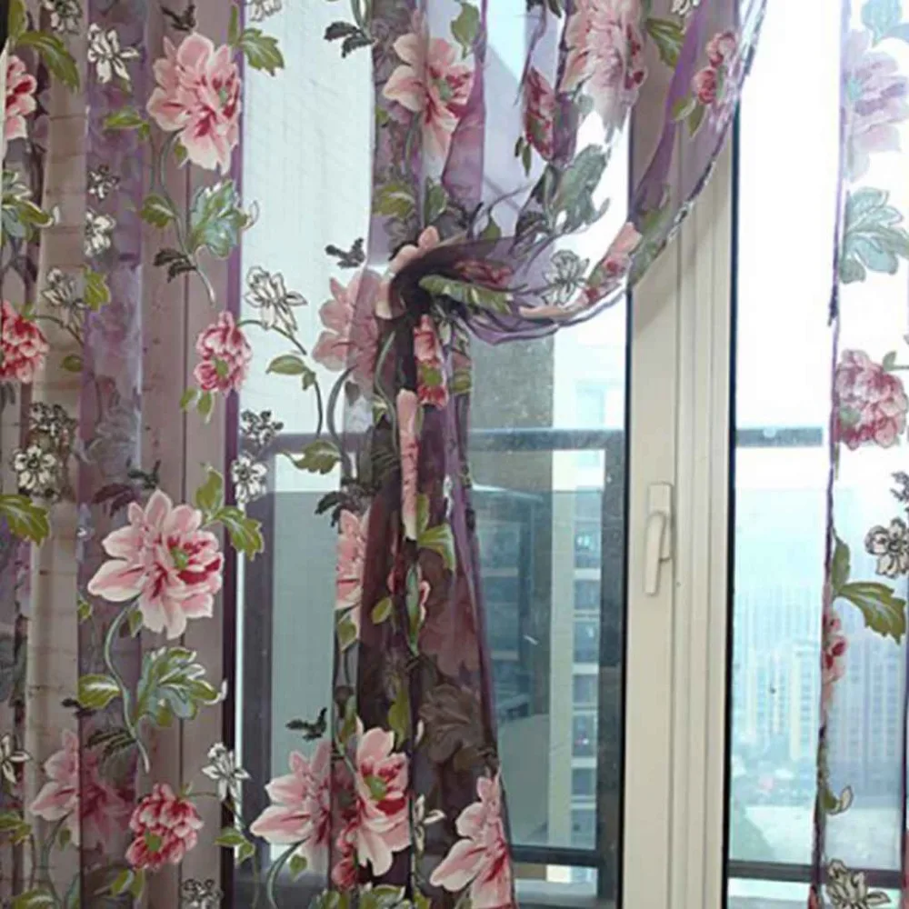 High-End Romantic Big Flower Tulle Rotten Curtain Living Room Window Screening Custom Finished Balcony Panel | Дом и сад