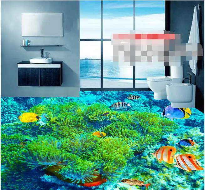 3 d pvc flooring custom 3d bathroom flooring wallpaper The coral sea