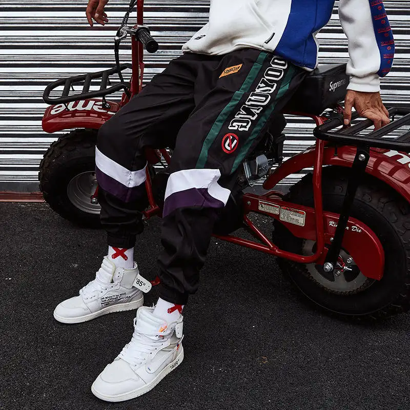 المتناثرة بانت ركض الرجعية اللون كتلة خليط الورك الورك سراويل نسائية الشارع الشهير رقيقة Sweatpant السراويل 2018 المسار بانت الخريف