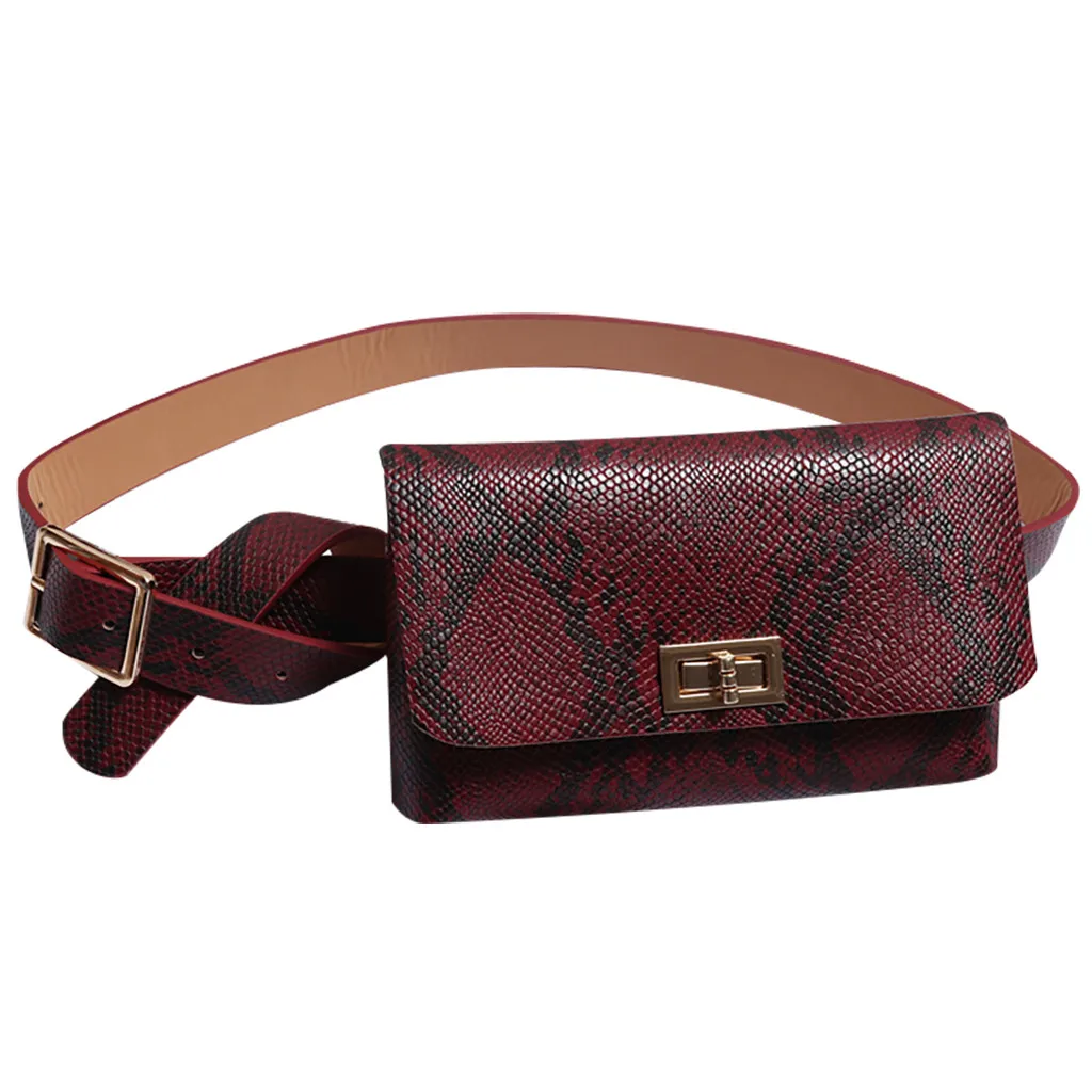 Женская поясная сумка из змеиной кожи, поясная сумка из искусственной кожи, женская модная поясная сумка из змеиной кожи, высокое качество, Женский кошелек с застежкой - Цвет: Red