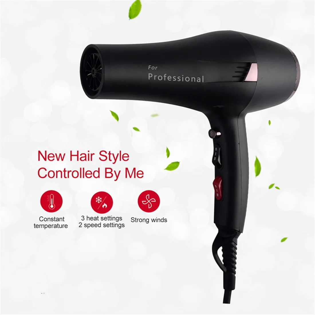 

High Quality 2400W Professional Hair Dryer High Power Styling Tools Blow Dryer Hot and Cold EU Plug Hairdryer 220-240V Machine