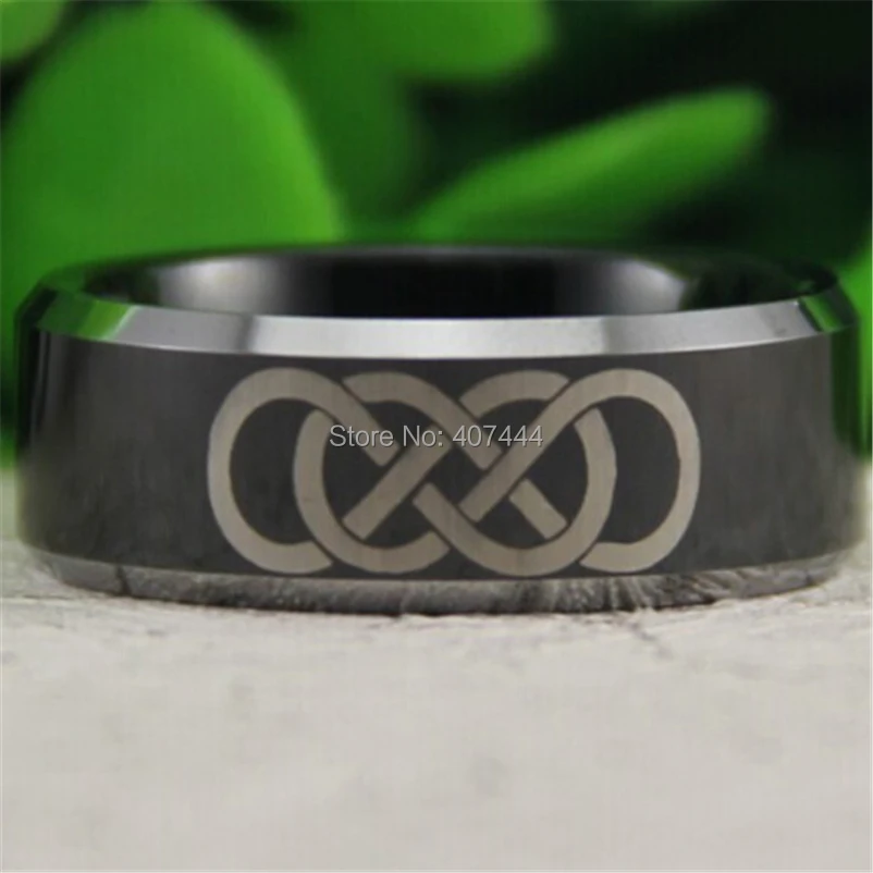 

Free Shipping YGK JEWELRY Hot Sales 8MM Black Silver Bevel Double Infinity Comfort Fit New Tungsten Wedding Ring