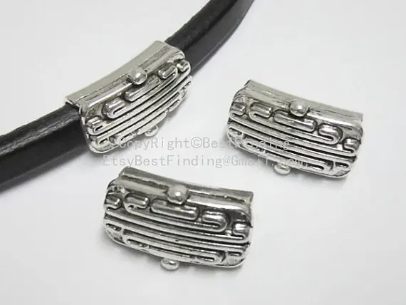 

Tribal Licorice fringe tube 10x6mm Licorice Leather ornament tube slider -LT14