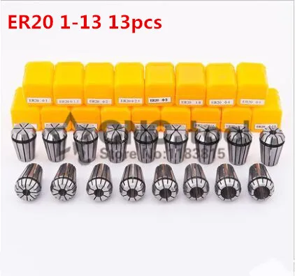 

Free freight ER20 13PCs clamp set 1 mm to 13 mm Range for milling CNC engraving machine tool motor axis.