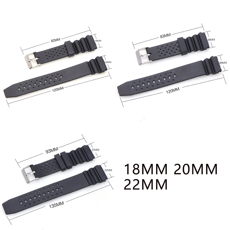  18mm 20mm 22mm Black Rubber Silicone Watchband with Buckle for Casio G-SHOCK Watch Straps belt