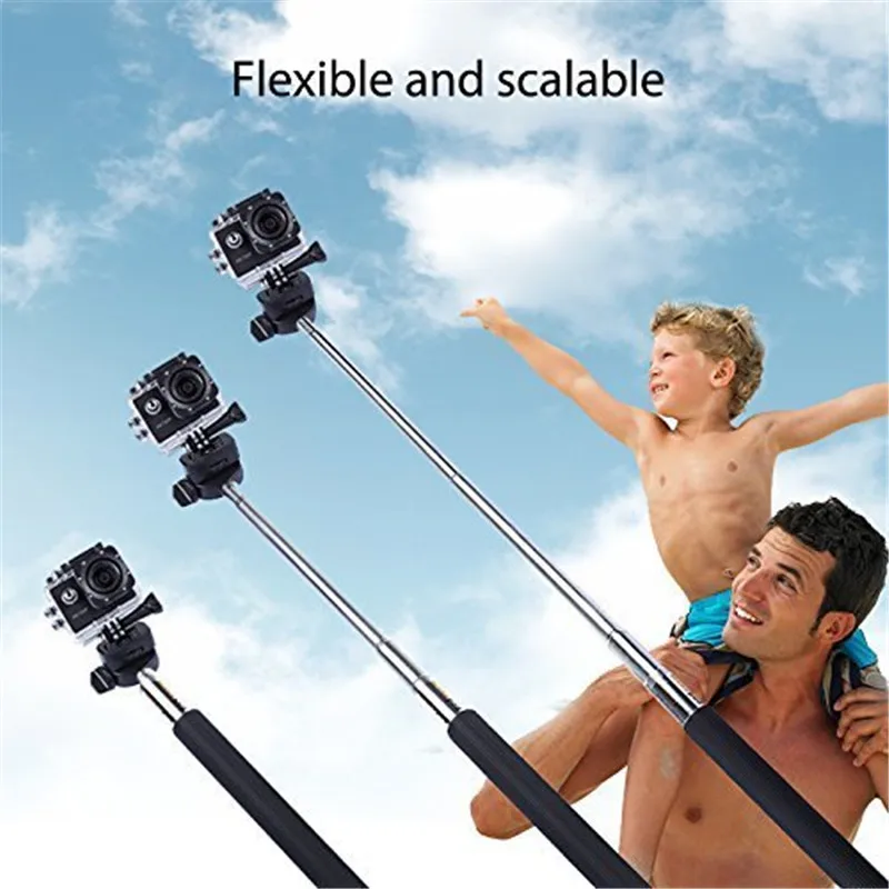 Extendable Selfie Stick Aluminum Alloy Handheld Monopod Tripod Holder for Gopro 7 6 5 4 Sony 4K xiaomi Sports Action Camera