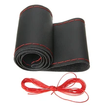 Для авто интерьера Стиль 1 шт. 38 см DIY Ручное шитье микрофибра кожаный чехол на руль черный и красный Mayitr