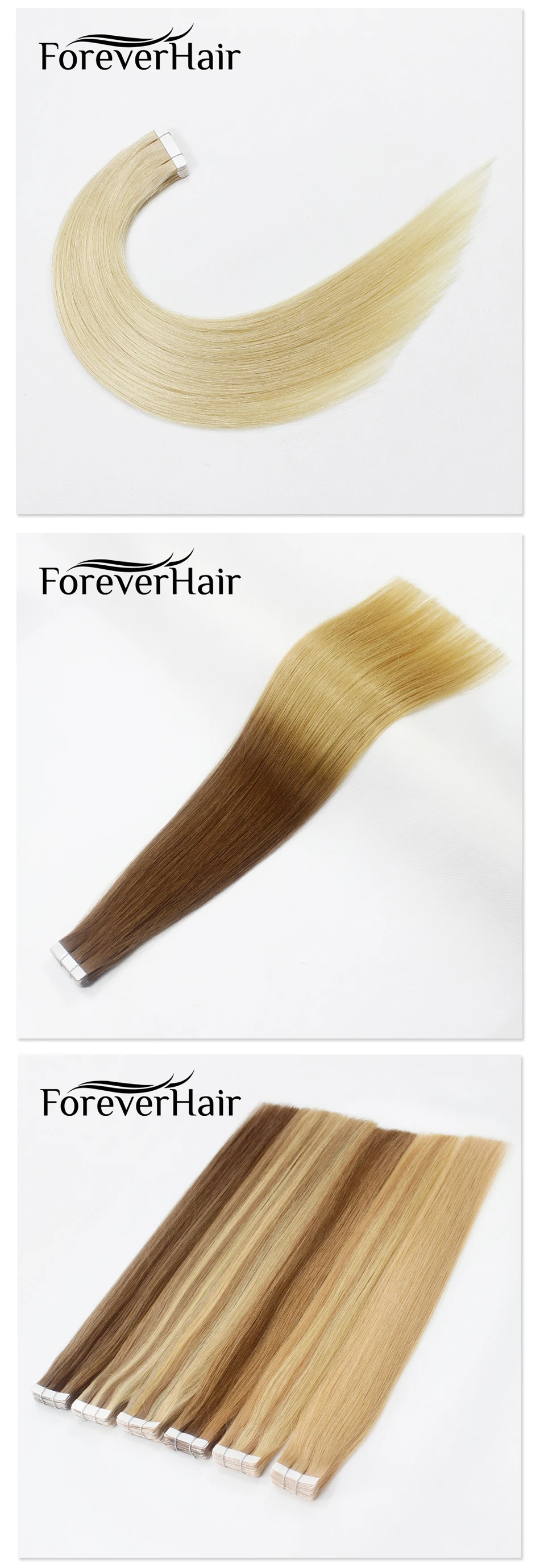 FOREVER HAIR 2,0 г/шт. 1" Настоящие здоровые, телесные, дымные клейкие ленты для наращивания человеческих волос полная кутикулы PU касета для наращивания волос 40 г