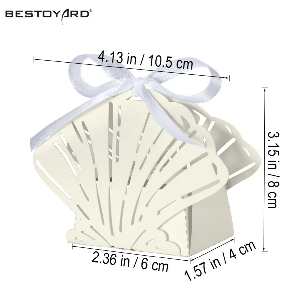 50 шт. лазерная резка морской раковины пляжная тематика Свадьба День рождения Подарочные наборы конфет Bomboniere Gags(белый