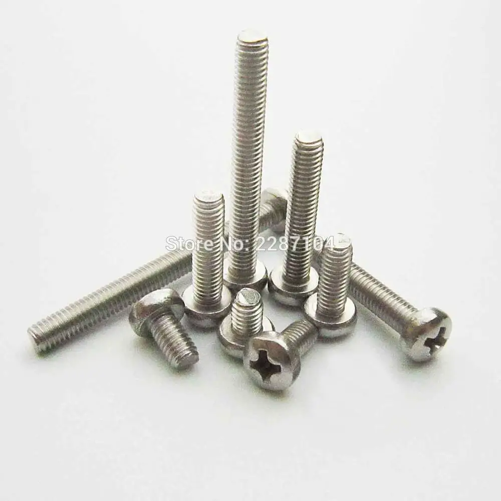 

25pcs 304 A2 Stainless Steel Metric Thread M2 M3 Round Pan Head Phillips Cross Screw Bolt Length=3-50mm