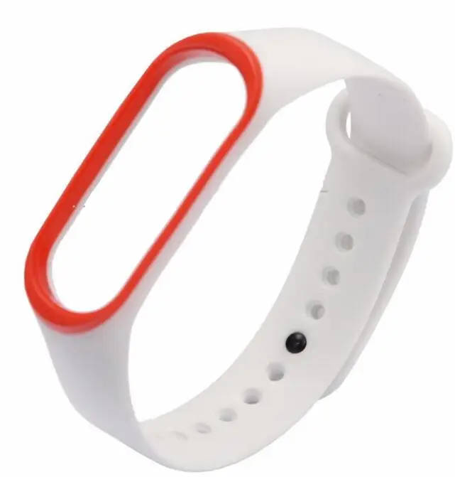 Mi Band 3 силиконовый ремешок на запястье, браслет, двойной цвет, сменный ремешок для часов для оригинальной Xiaomi mi, 3 браслета, резиновый ремень - Цвет: red White