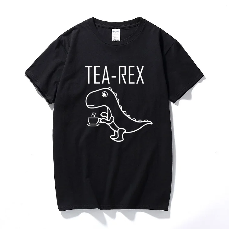 Tea rex, Мужская футболка, смешная шутка, каламбур Юрского периода, динозавр, напиток, кофе, новинка, подарок, хлопковая футболка с коротким рукавом, летний топ, camisetas