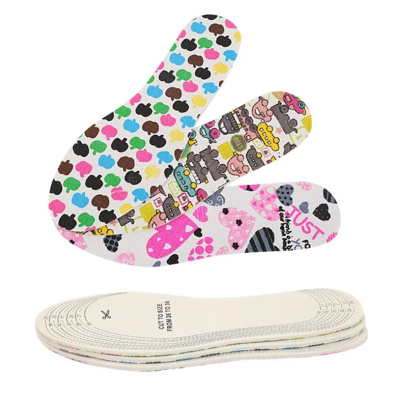 

2 Pairs Kids Latex Sponge Insole Child Foam Sole Children Shoes Pad Shock Absorption Lovely Pattern Cotton Insole Size 26 to 36