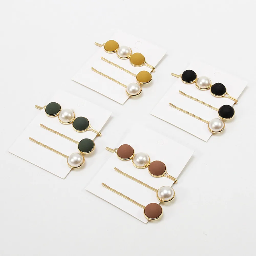 

SOARRISE 2019 New Fashion Korea 3PCS/Set Metal pearl hair clip 4 Colors Hair Accessories Women Hair Pins