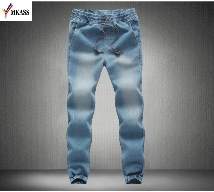 2017 New Autumn Jeans Men Brand Clothing Solid Color Thin Pencil Denim Pants Male Top Quality Stretch Trousers Size M-5XL