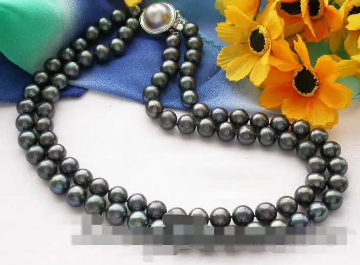 

song voge gem nanJ1307 2ROW BLACK ROUND FW PEARL NECKLACE MABE
