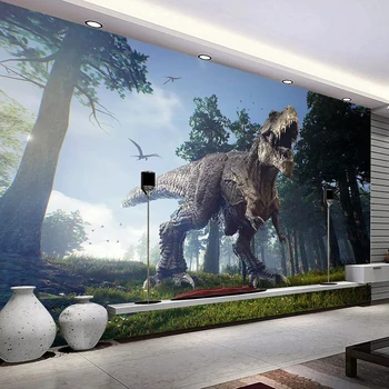 

Custom Any Size Mural Wallpaper 3D Dinosaur Flying Birds Forest Photo Wall Paper Living Room TV Sofa Kids Bedroom Cartoon Fresco