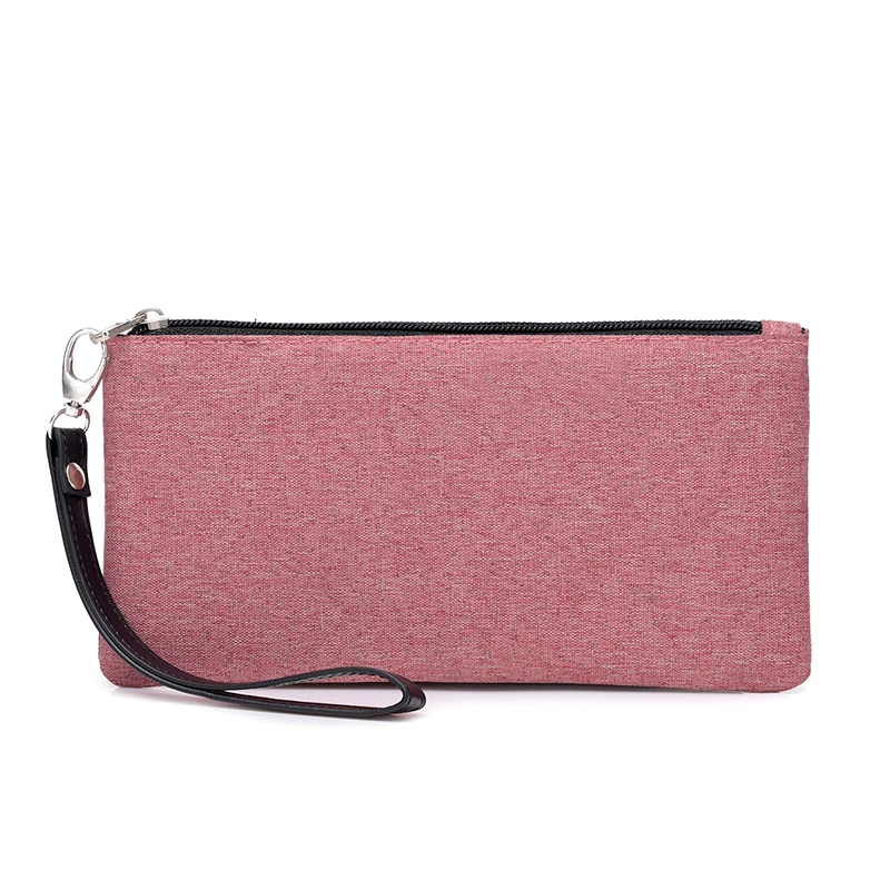 ladies slim wallet with wrist strap female portable phone bag men clutch bags long purse for ...