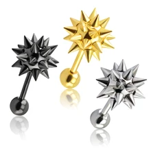 1 пара модных ювелирных изделий крутая Мужская Сережка с шипами модные дизайнерские серьги-гвоздики из нержавеющей стали поддельные заглушки для уха покрытие золото черный цвет