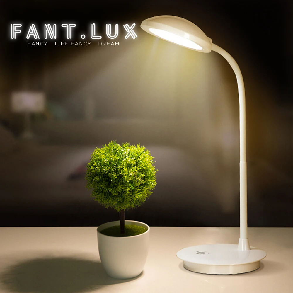 

FANLUX USB Power LED Desk Lamp Adjustable Flexible Book Reading Light Dimmable Table Lamp 3 Mode Modern Touch Light White