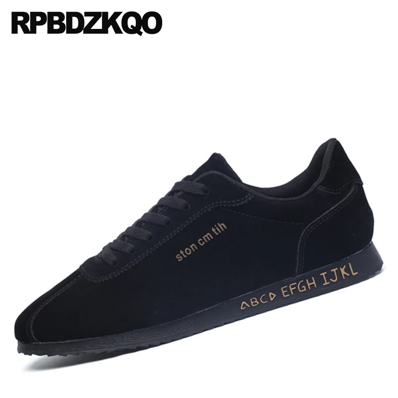 

Stylish Male Men 2018 Black Trainers Spring Designer Casual Shoes Sneakers Boys Lightweight Lace Up Flats Suede Comfort Rubber