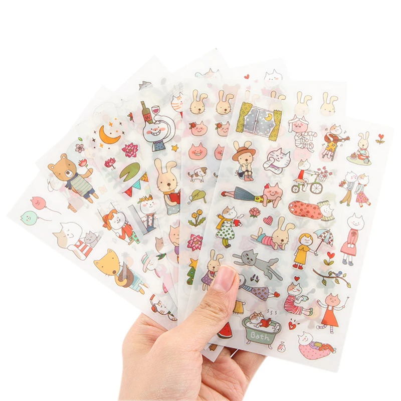 15packs/lot cute animal series adhesive sticker children DIY decoration sticky label stationery