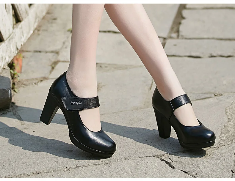 Демисезонная обувь; женские туфли-лодочки из натуральной кожи; женские кожаные туфли с круглым носком на платформе; Размеры 35-40