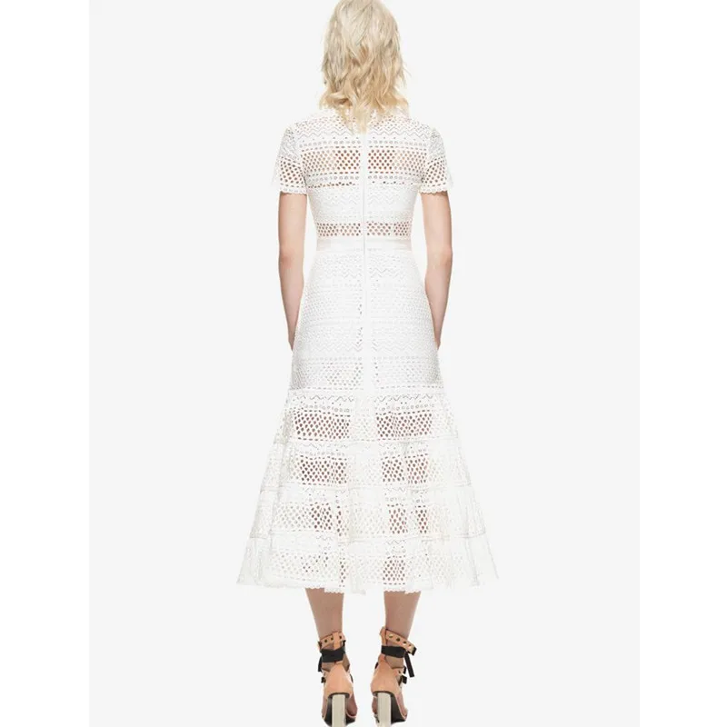 Автопортрет высокого качества сезон весна-лето новые открытые приталенные, с коротким рукавом Круглый воротник элегантные длинные вечерние платья
