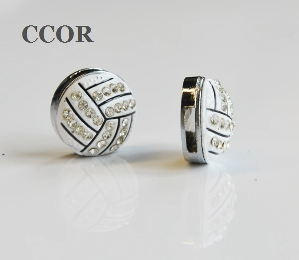 

CCOR 30-100pcs DIY accessory 8mm Hole Rhinestone 15MM*15MM Volleyball Slide Charms Beads DIY 8MM Dog Cat Collar Wristband CD0034