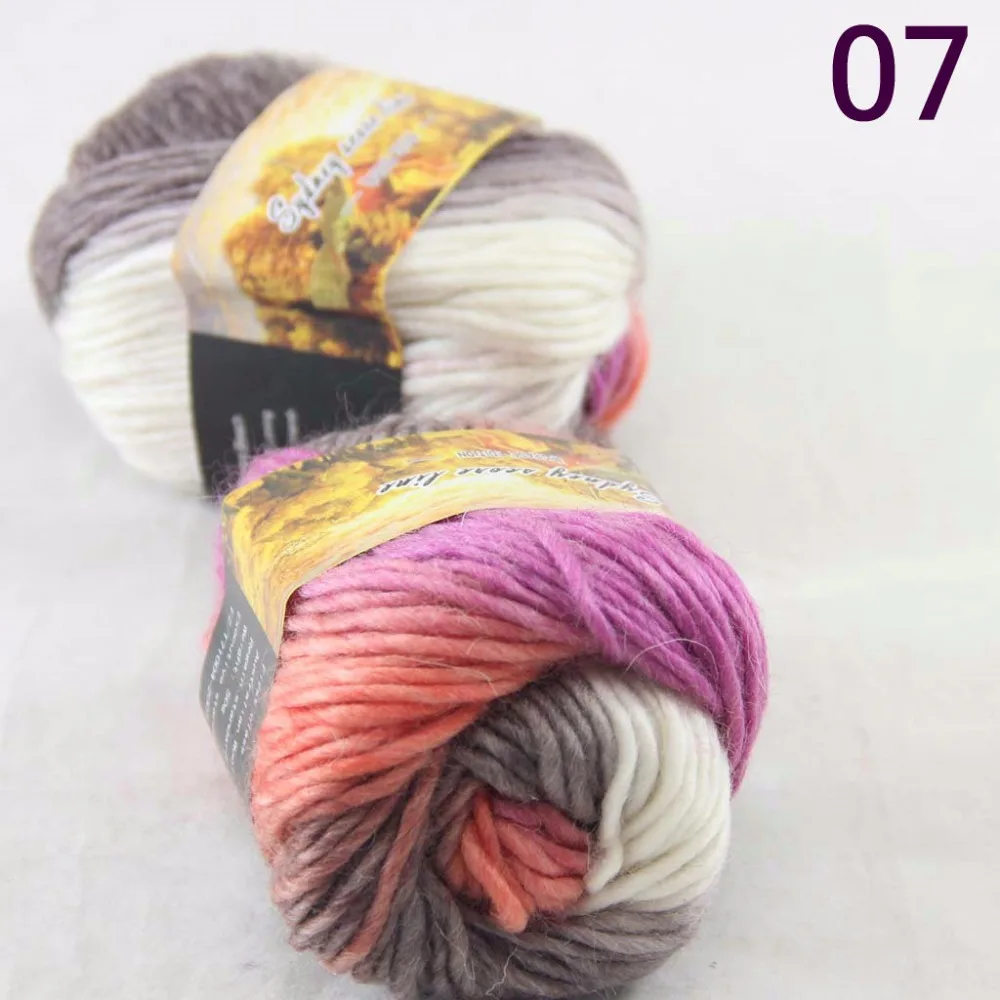 SALE NEW Chunky Colorful Hand Knitting Scores Wool Yarn Bisque Orange Purple