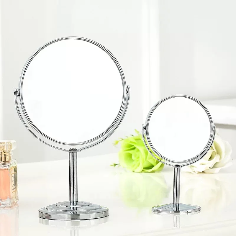 Серебряное настольное двухстороннее косметическое зеркало для макияжа с 1:2 функцией увеличительного стекла косметическое зеркало