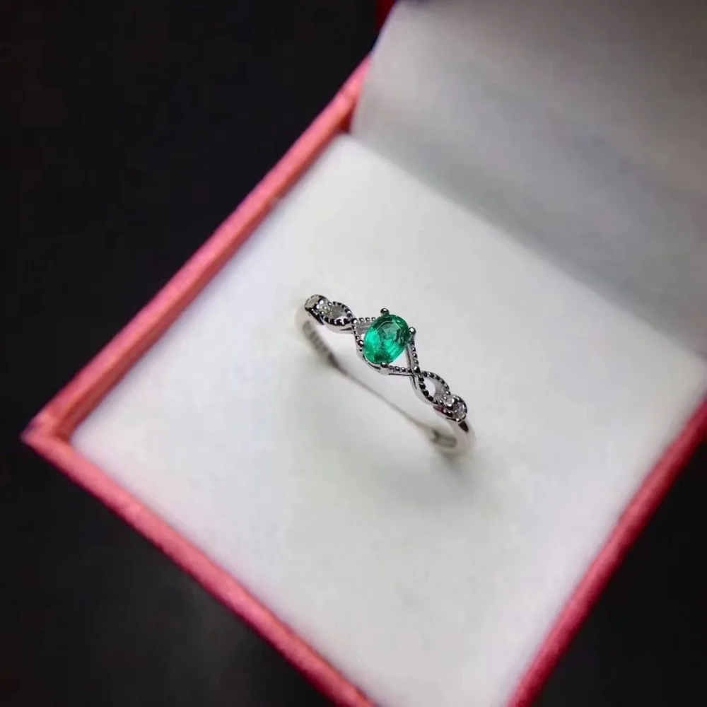 Простой, но элегантный маленький полая круглый натуральный зеленый изумруд кольцо с камнем S925 серебро с натуральным драгоценным камнем кольцо Для женщин вечерние, подарок, ювелирное изделие