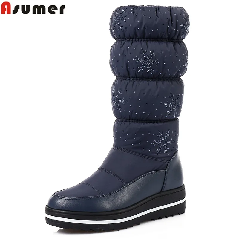 ASUMER 2018 Newest snow boots for women shoes rhinestone high quality winter boots solid waterproof Non-slip bottom cotton shoes