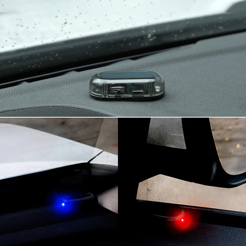 

Blue Colours Hot Selling 1PCS Car Led Light Security System Warning Theft Flash Blinking Fake Solar Car Alarm LED Light